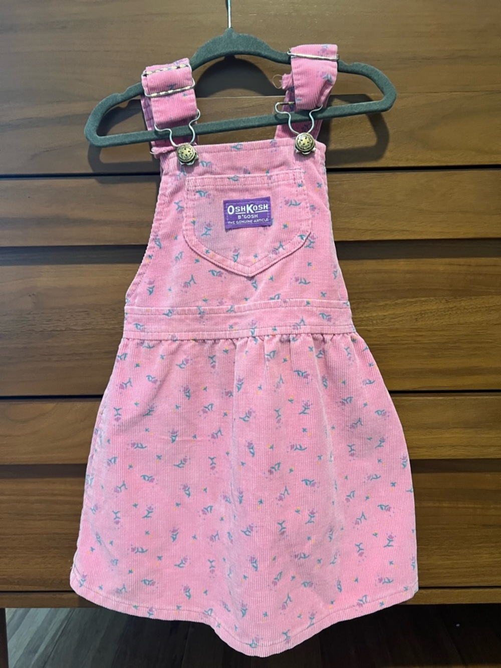 Vintage OshKosh B'gosh Pink Corduroy Overalls Dress